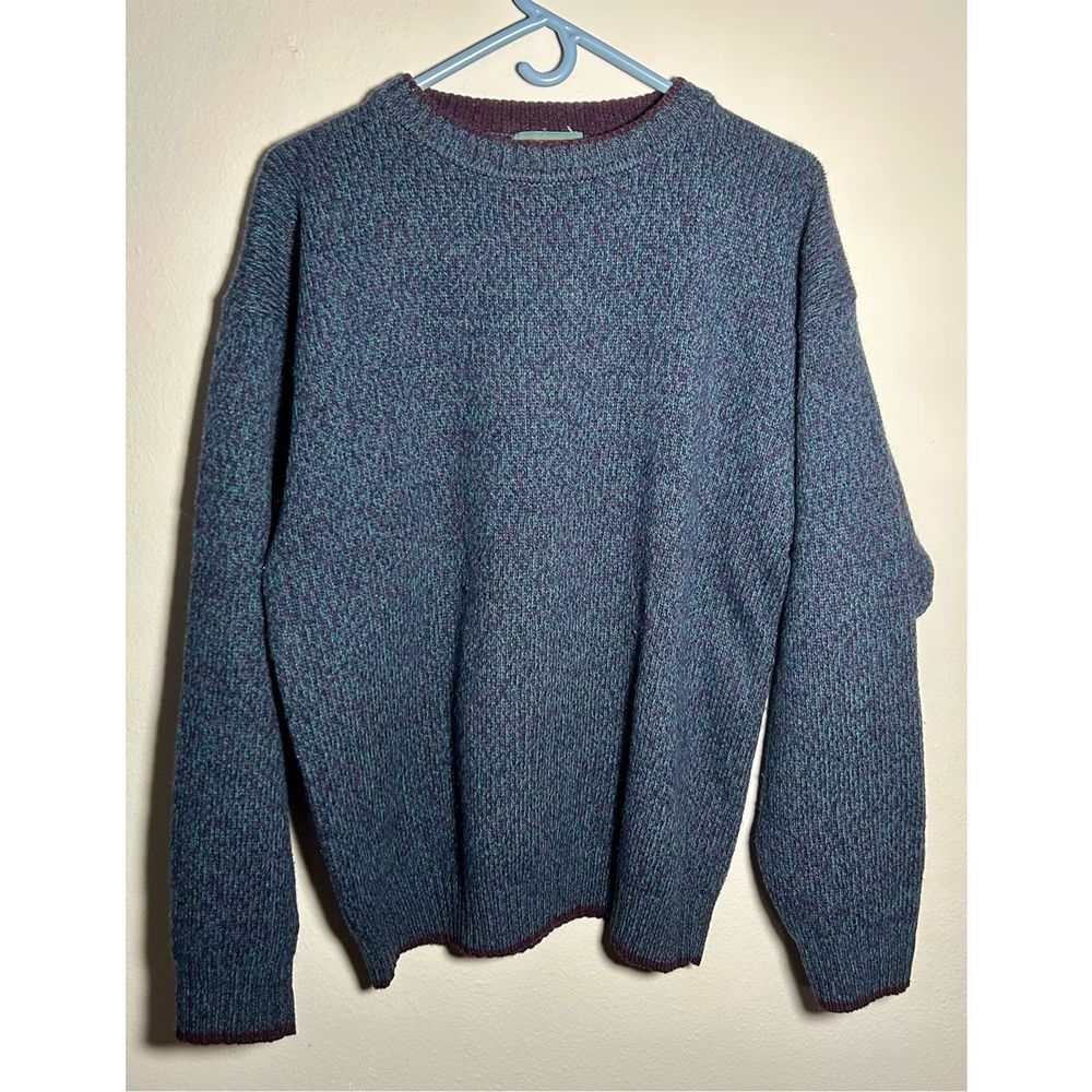 Vintage Woolrich Teal & Purple Men’s Wool Crewneck Knit Sweater Sz L